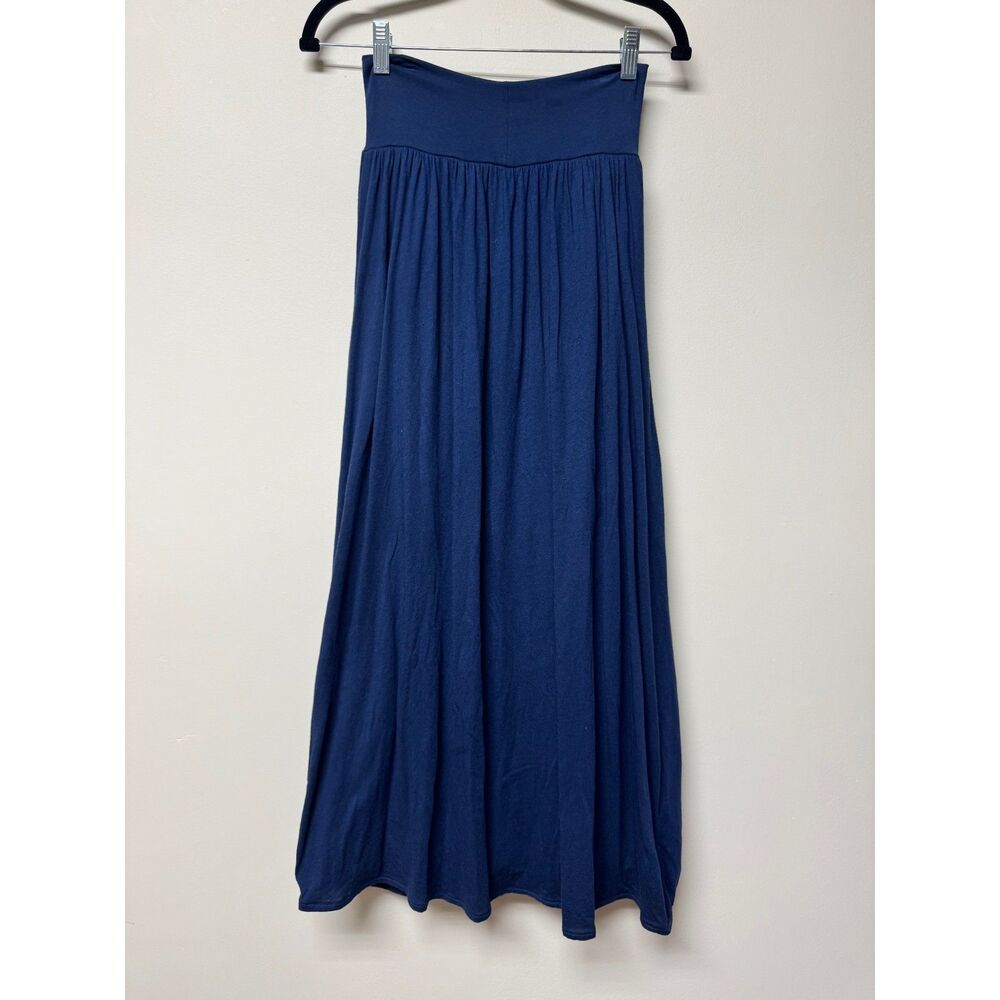 GARNET HILL Favorite Maxi Knit Skirt, Classic Navy, Pockets, Cotton/Modal, Sz PP - Picture 7 of 11